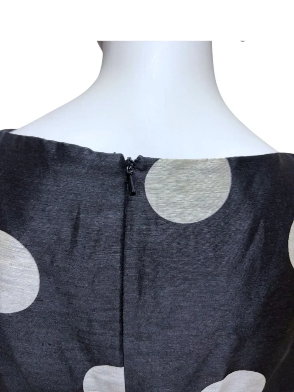 Y2K Talbots Polka Dot Dress 4 Petite Linen Silk Sleeveless Rockabilly Retro - Picture 5 of 8